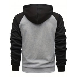 Men's Casual Zip Up Hoodie - Stylish Color Block Hooded Sweatshirt with Comfortable Fit