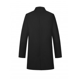 Men's Warm Overcoat, Elegant Single Breasted Trench Coat For Fall Winter