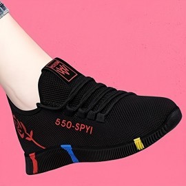 Women's Rose Pattern Sneakers, Casual Breathable Low Top Sports Shoes, Casual Lace Up Outdoor Shoes