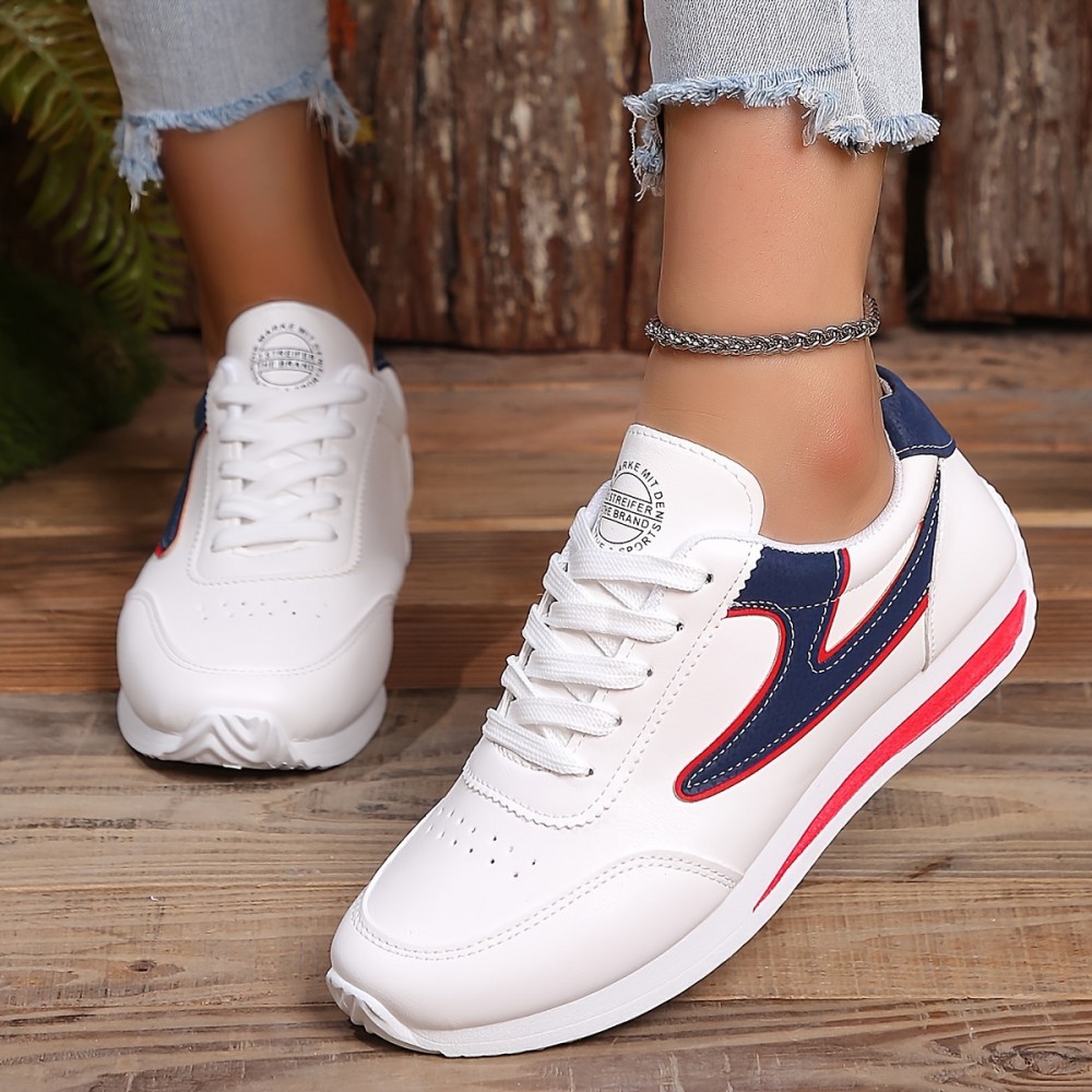 Women's Simple Flat Sneakers, Casual Lace Up Outdoor Shoes, Women's Comfortable Low Top Shoes