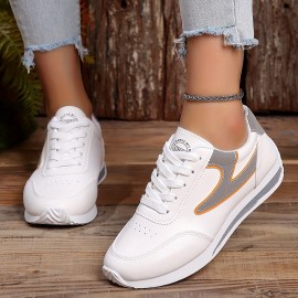 Women's Simple Flat Sneakers, Casual Lace Up Outdoor Shoes, Women's Comfortable Low Top Shoes