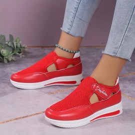 Women's Breathable Mesh Sneakers, Casual Low Top Platform Shoes, Women's Comfortable Outdoor Shoes