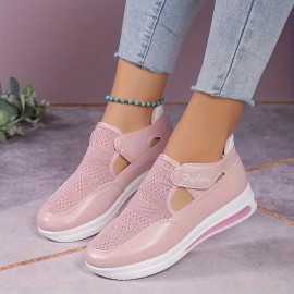 Women's Breathable Mesh Sneakers, Casual Low Top Platform Shoes, Women's Comfortable Outdoor Shoes