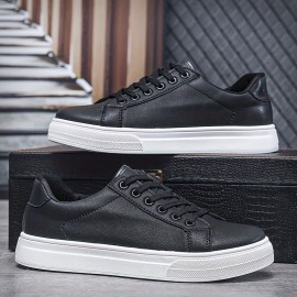 Men's Casual Solid Color Low Top Skateboard Shoes, Lightweight Non-slip Sneakers For All Seasons