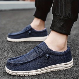 Men's Trendy Solid Loafer Shoes, Comfy Non Slip Casual Canvas Shoes For Men's Outdoor Activities