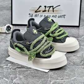 Men's Creative Design Skate Shoes With Good Grip, Breathable Lace-up Sneakers, Men's Footwear