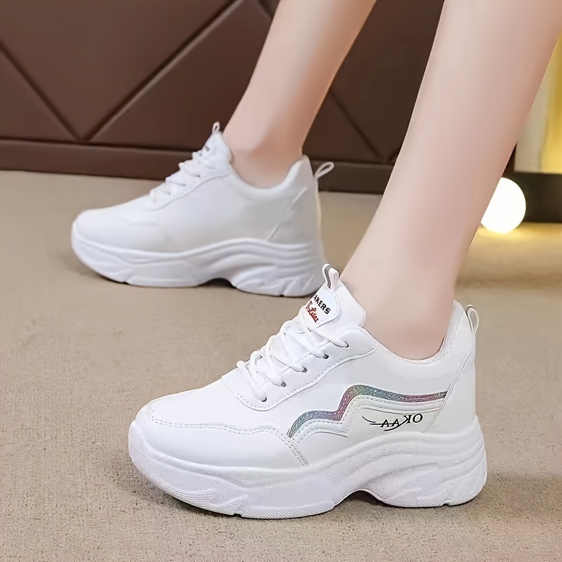 glitter chunky sneakers women s height increasing low top details 3