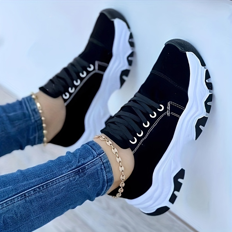 womens platform sneakers casual lace up outdoor shoes womens comfortable low top shoes details 3