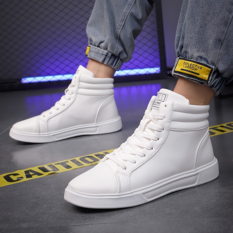 skate shoes men s trendy high top solid comfy non slip details 4